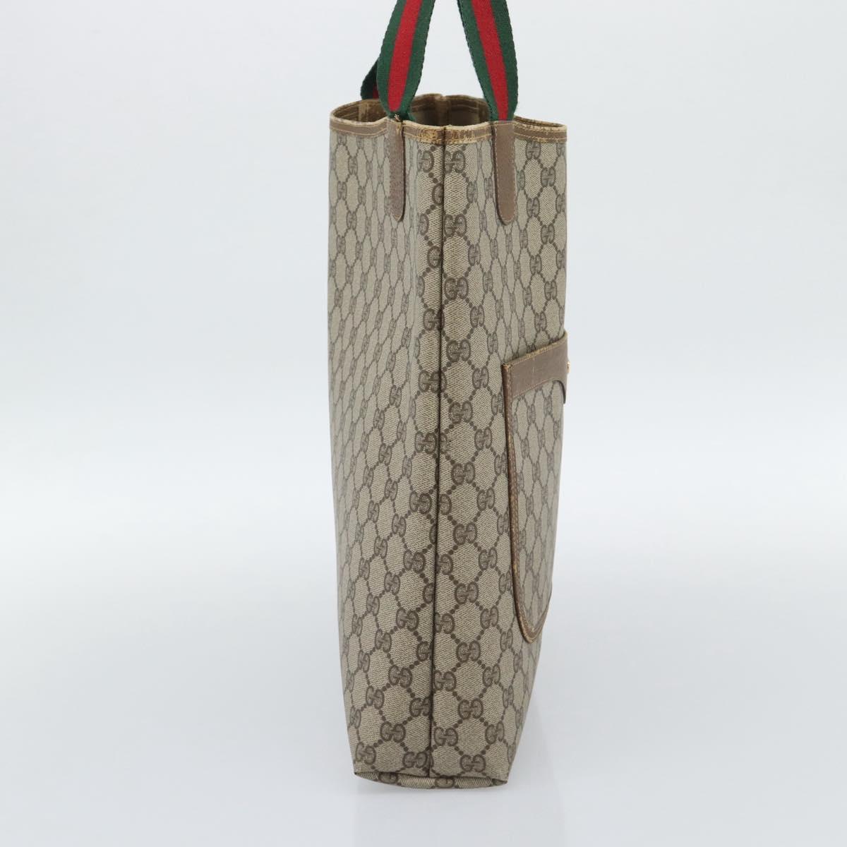 GUCCI GG Supreme Web Sherry Line Tote Bag PVC Beige Gold 40 02 003 Auth 192248