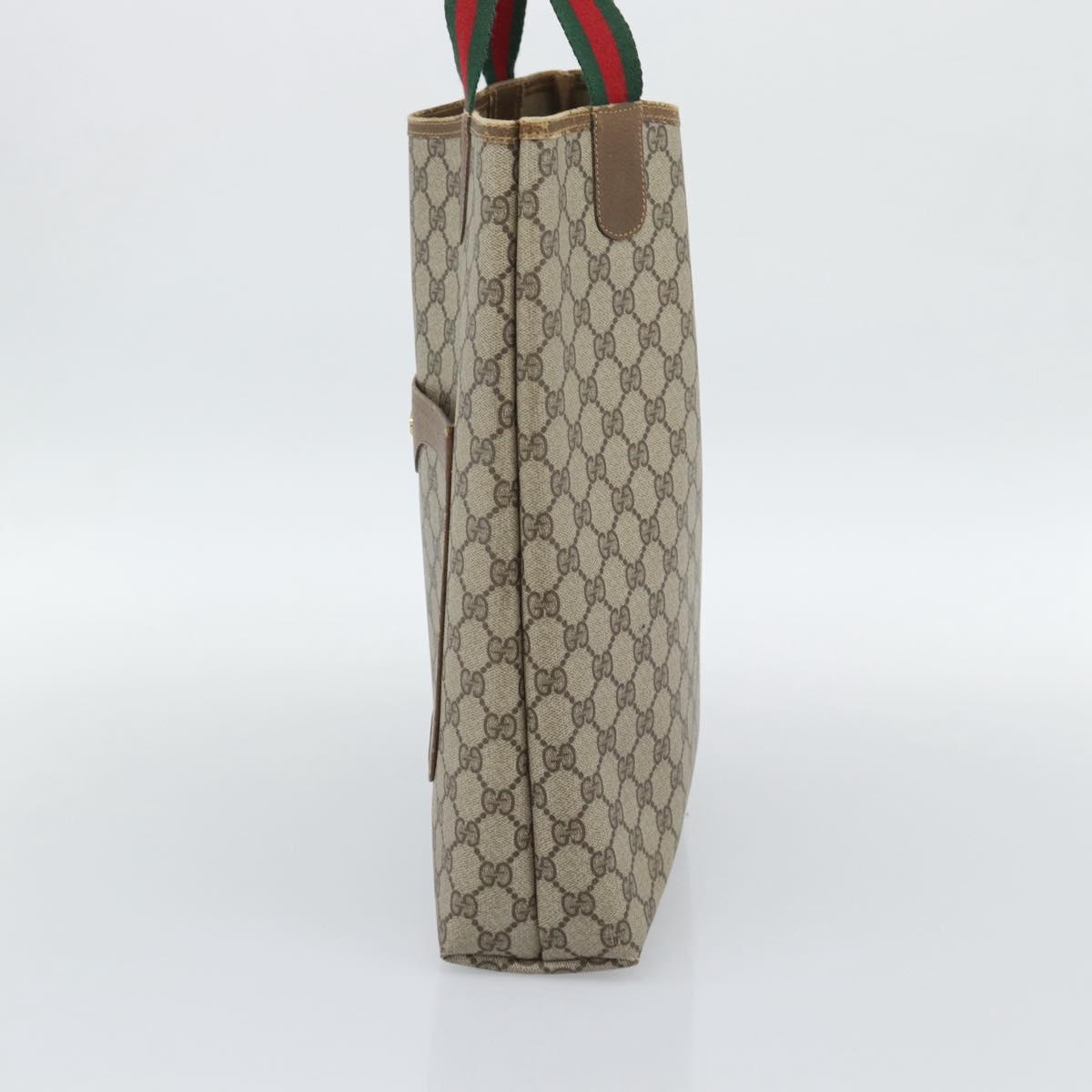 GUCCI GG Supreme Web Sherry Line Tote Bag PVC Beige Gold 40 02 003 Auth 192248