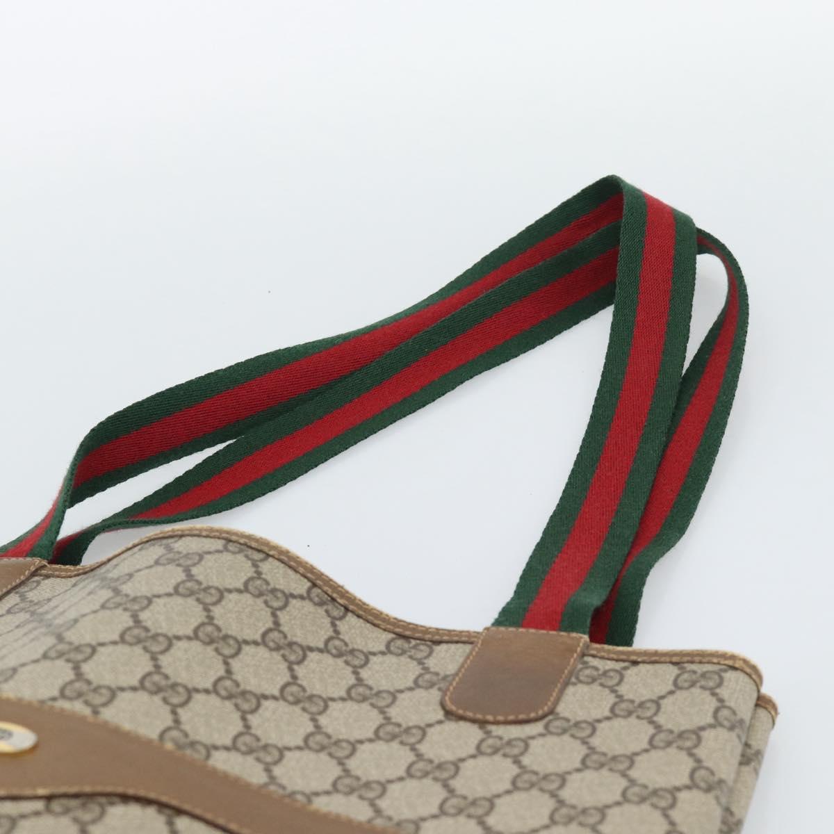 GUCCI GG Supreme Web Sherry Line Tote Bag PVC Beige Gold 40 02 003 Auth 192248