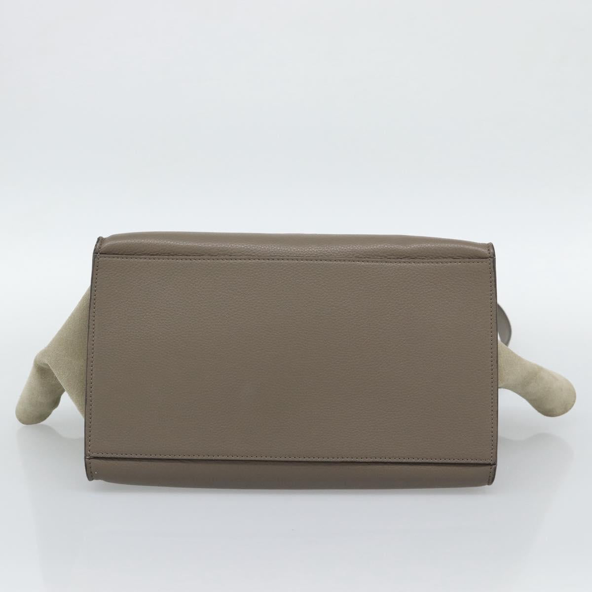 CELINE Trapeze Hand Bag Leather 2way Gray Silver Auth 192250V