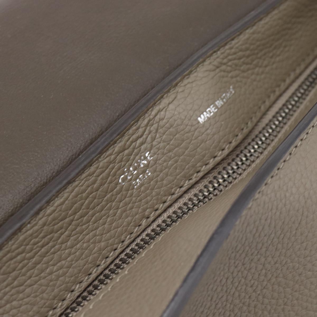CELINE Trapeze Hand Bag Leather 2way Gray Silver Auth 192250V