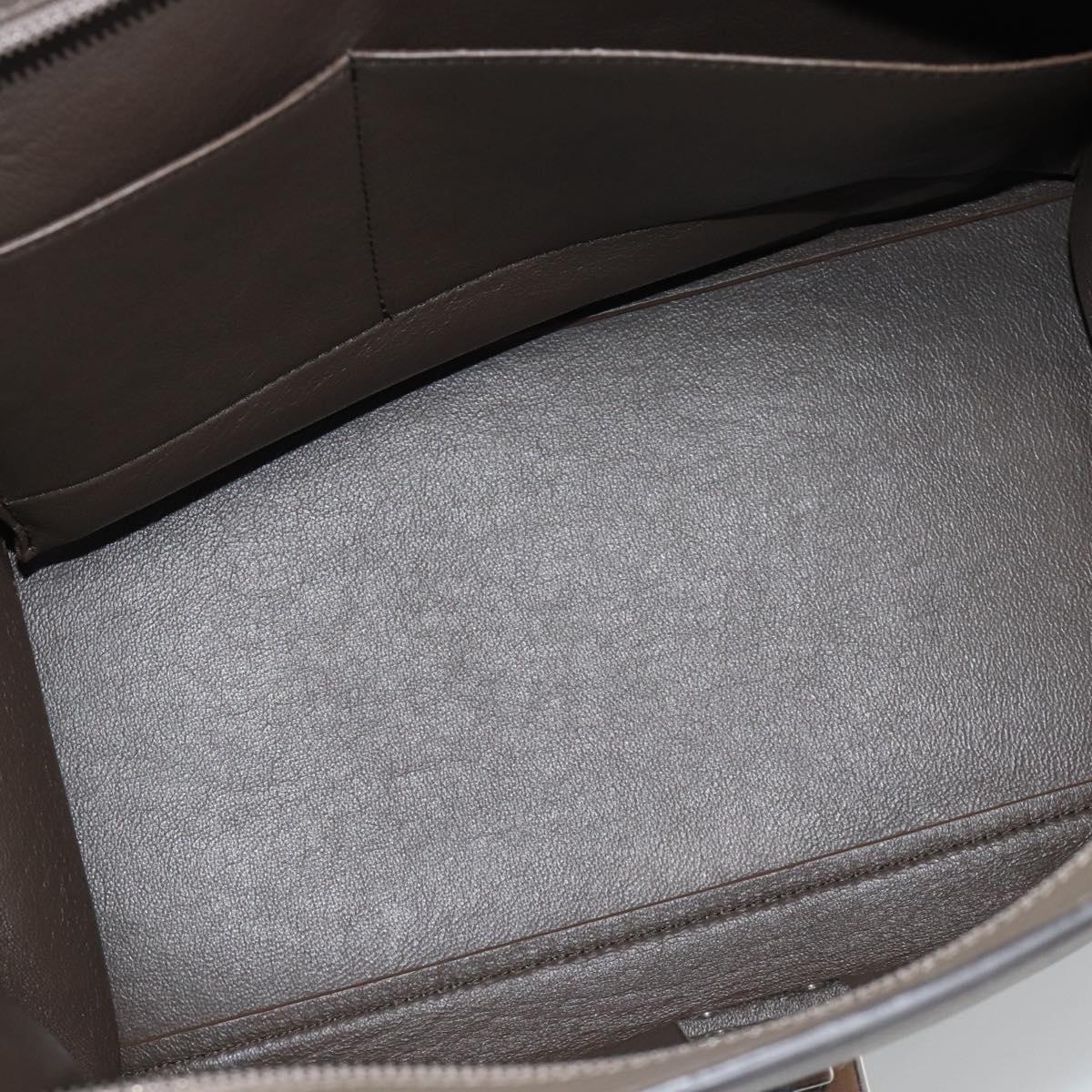 CELINE Trapeze Hand Bag Leather 2way Gray Silver Auth 192250V