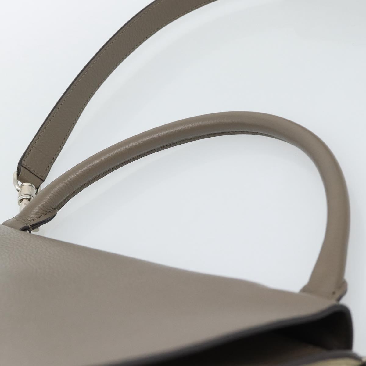 CELINE Trapeze Hand Bag Leather 2way Gray Silver Auth 192250V