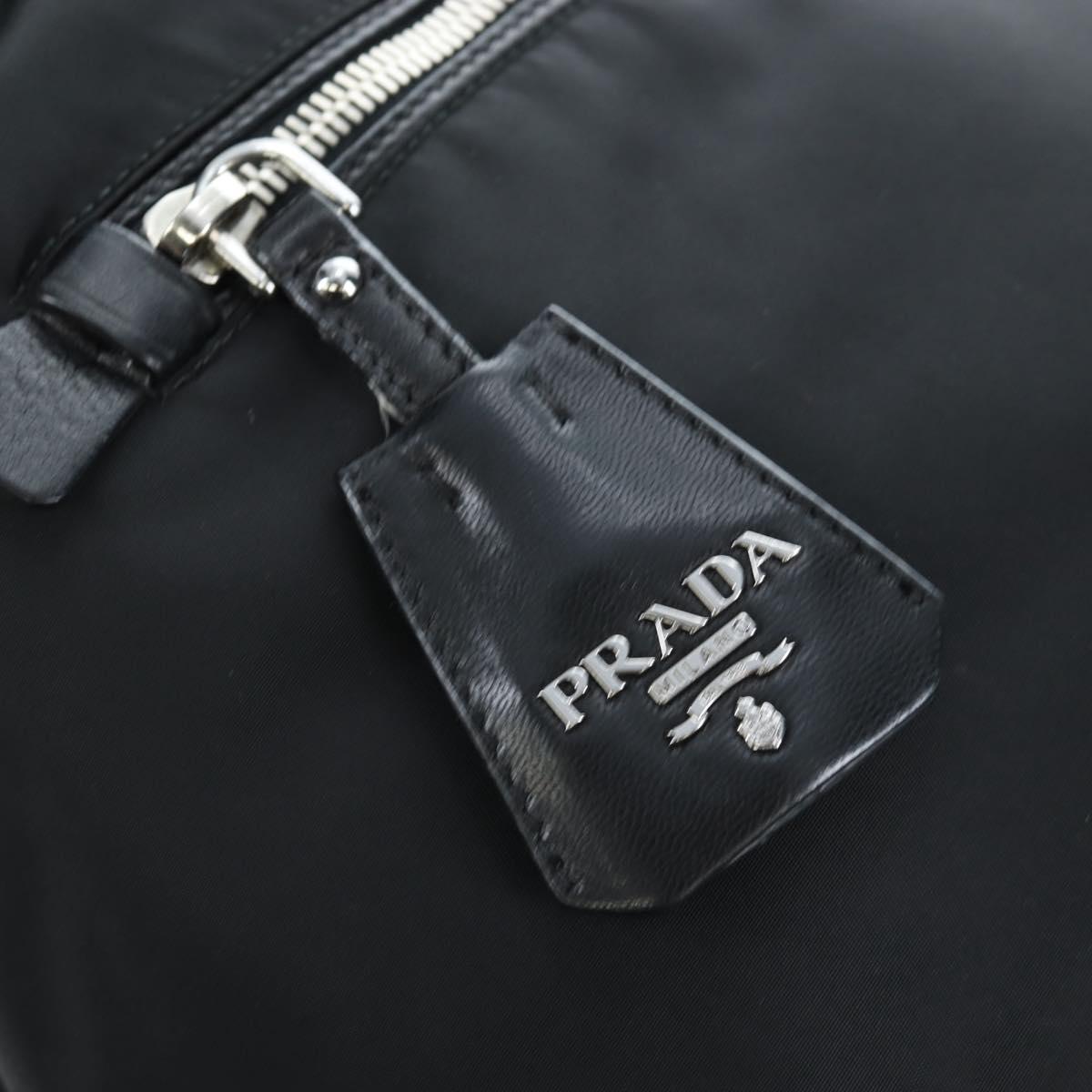 PRADA Reversible Hand Bag Nylon 2way Black Silver Auth 192253V