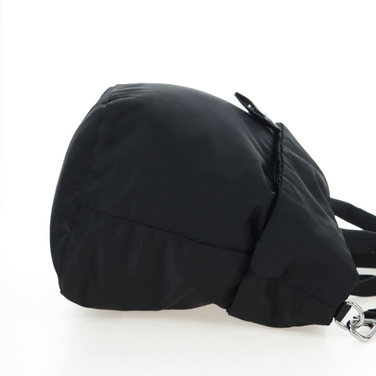 PRADA Reversible Hand Bag Nylon 2way Black Silver Auth 192253V