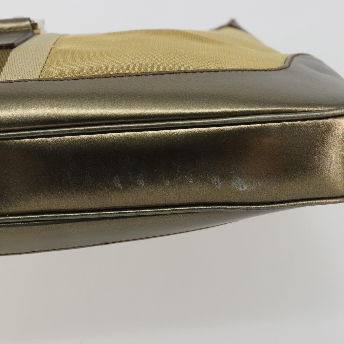 GUCCI GG Canvas Jackie Sherry Line Hand Bag Gold 001 3306 Auth 192254V