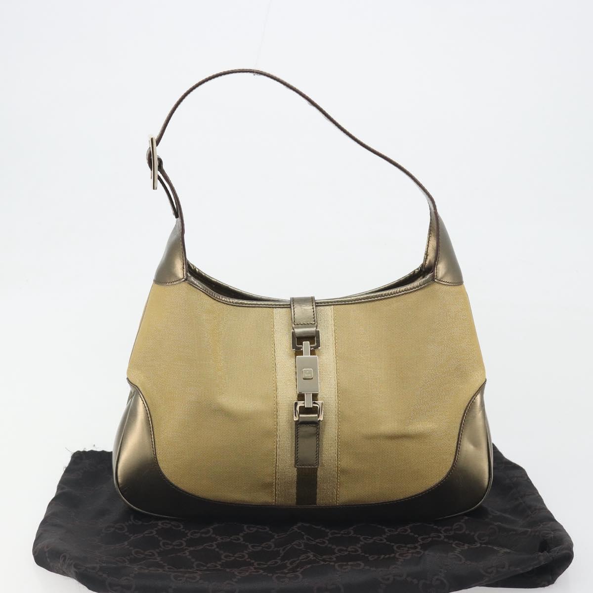GUCCI GG Canvas Jackie Sherry Line Hand Bag Gold 001 3306 Auth 192254V