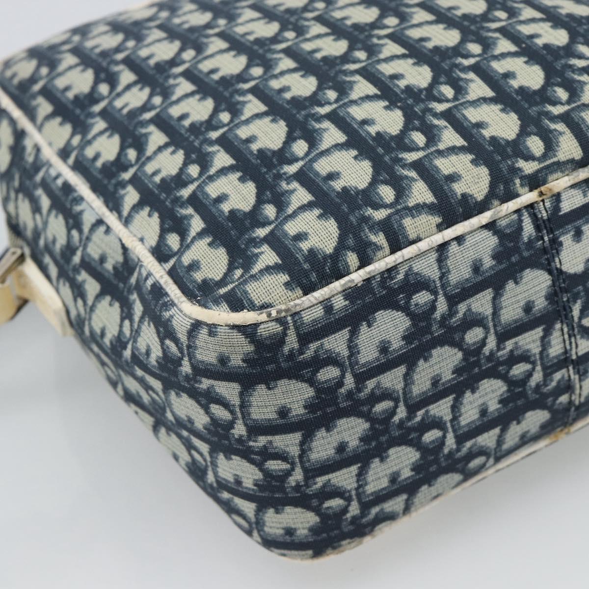 Christian Dior Trotter Canvas Shoulder Bag PVC Navy Silver Auth 192257