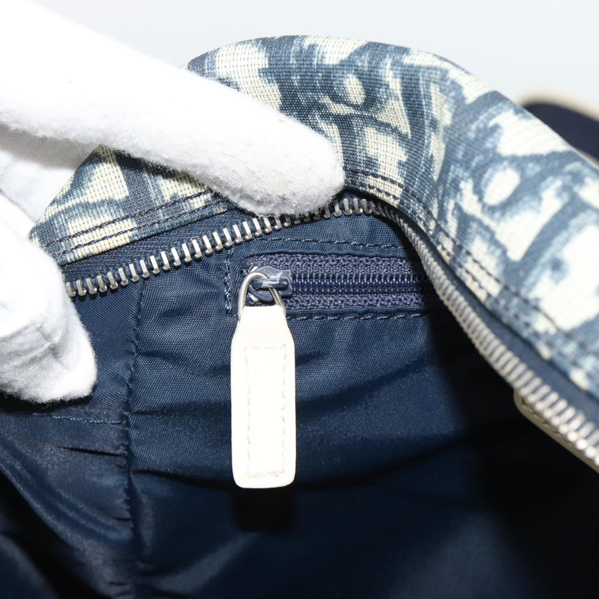 Christian Dior Trotter Canvas Shoulder Bag PVC Navy Silver Auth 192257