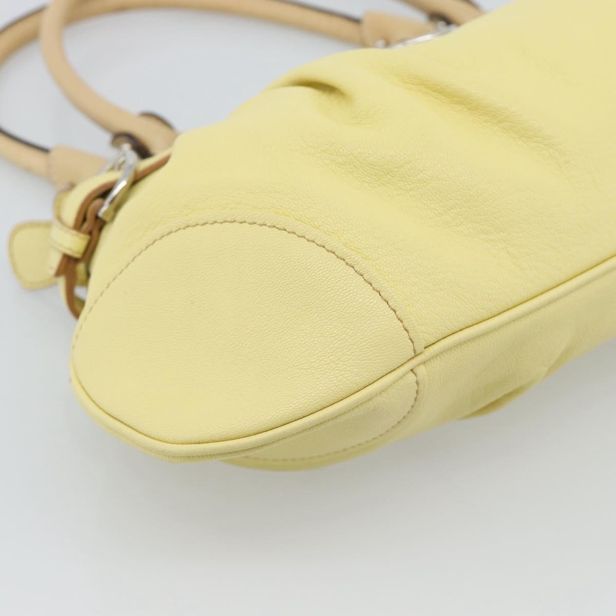 Salvatore Ferragamo Gancini Marissa Hand Bag Leather Yellow Silver Auth 192260
