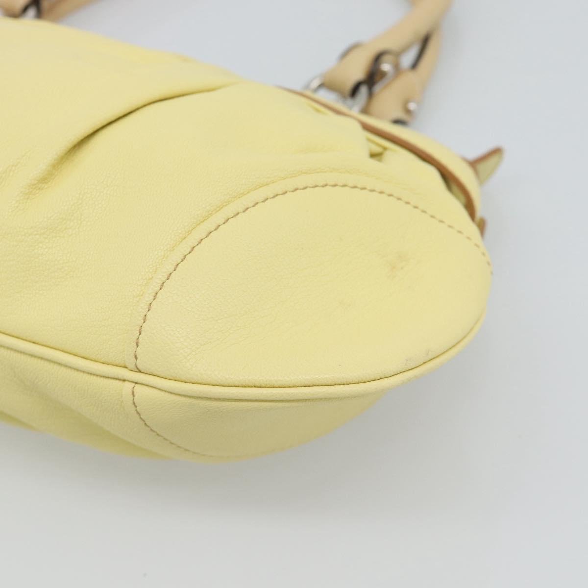 Salvatore Ferragamo Gancini Marissa Hand Bag Leather Yellow Silver Auth 192260