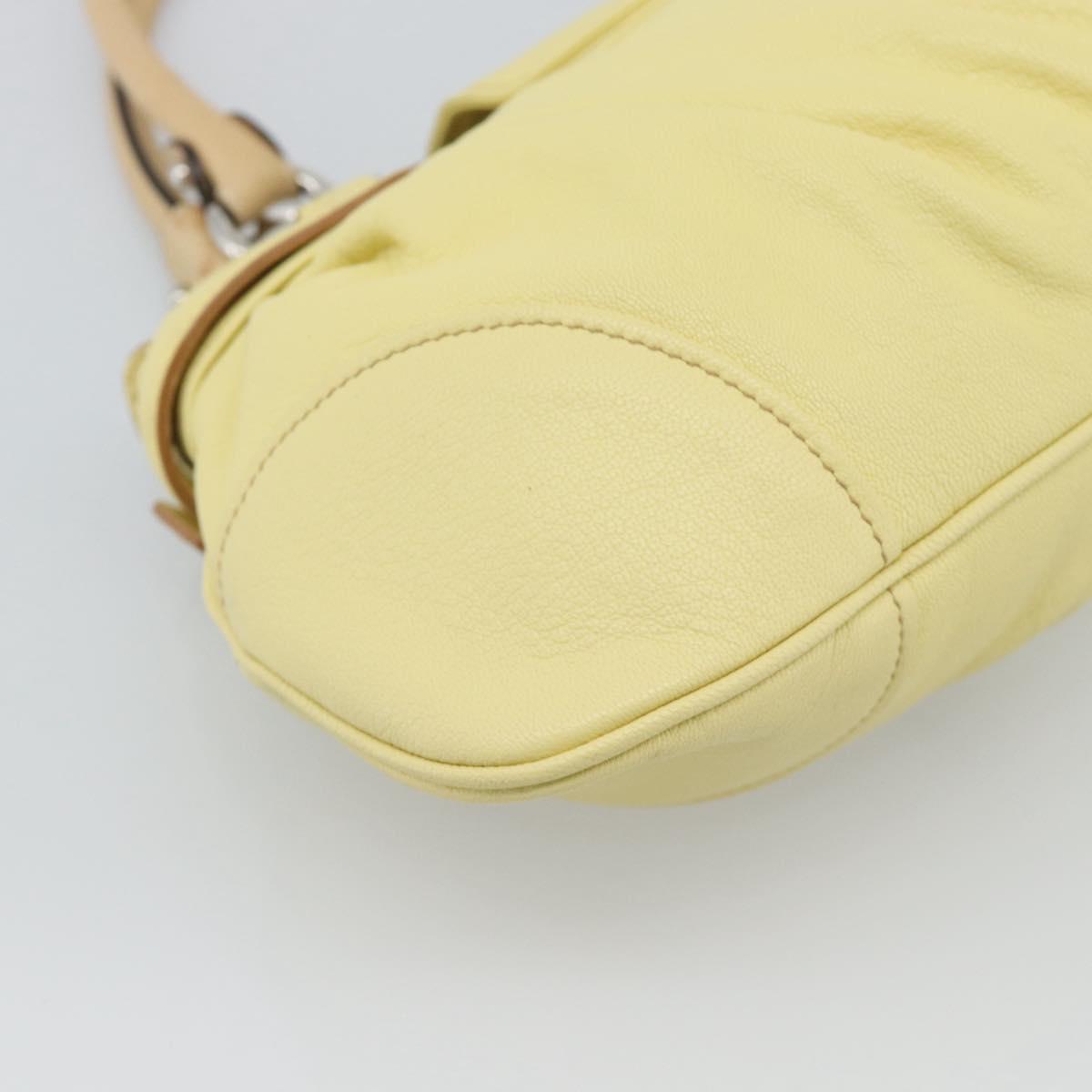 Salvatore Ferragamo Gancini Marissa Hand Bag Leather Yellow Silver Auth 192260