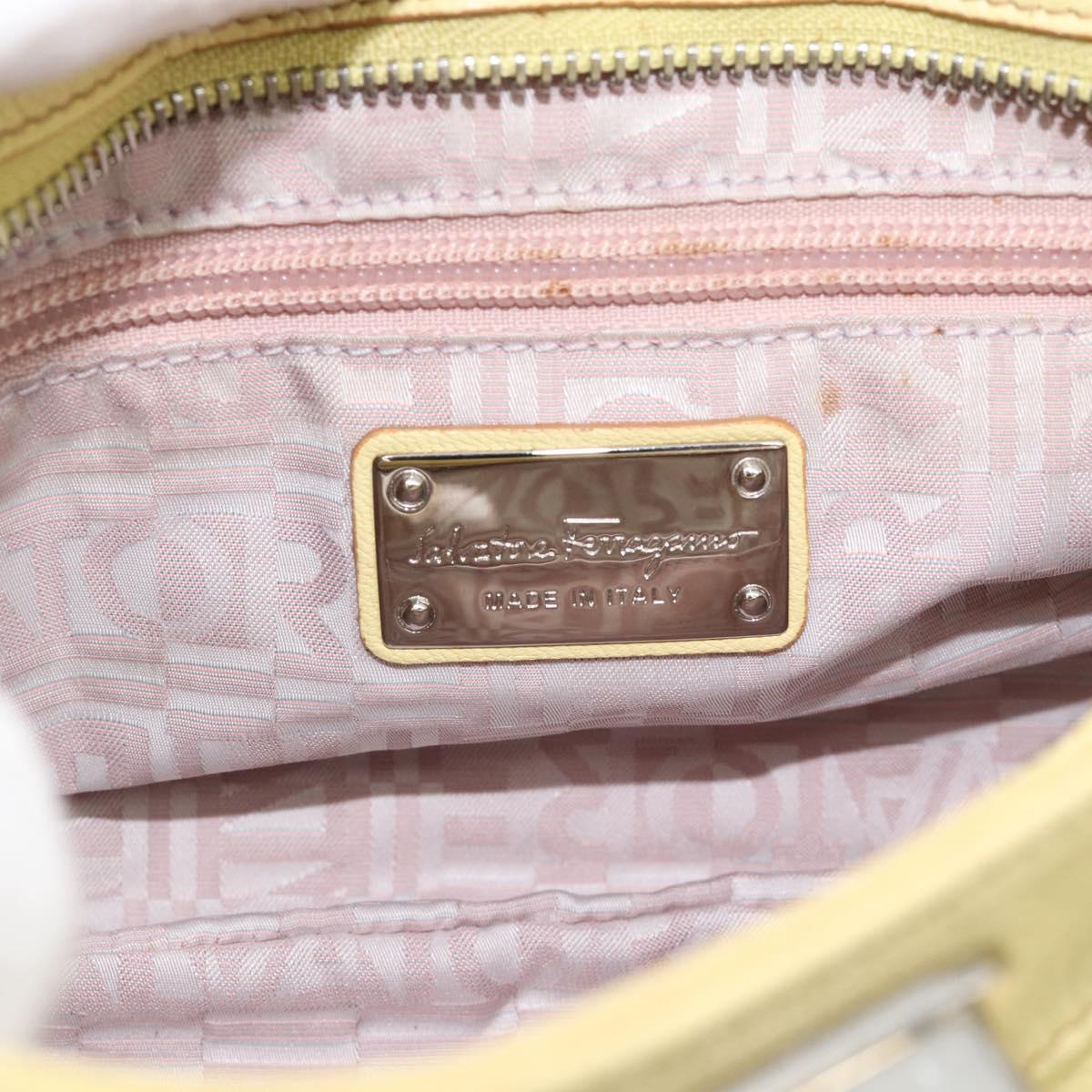 Salvatore Ferragamo Gancini Marissa Hand Bag Leather Yellow Silver Auth 192260