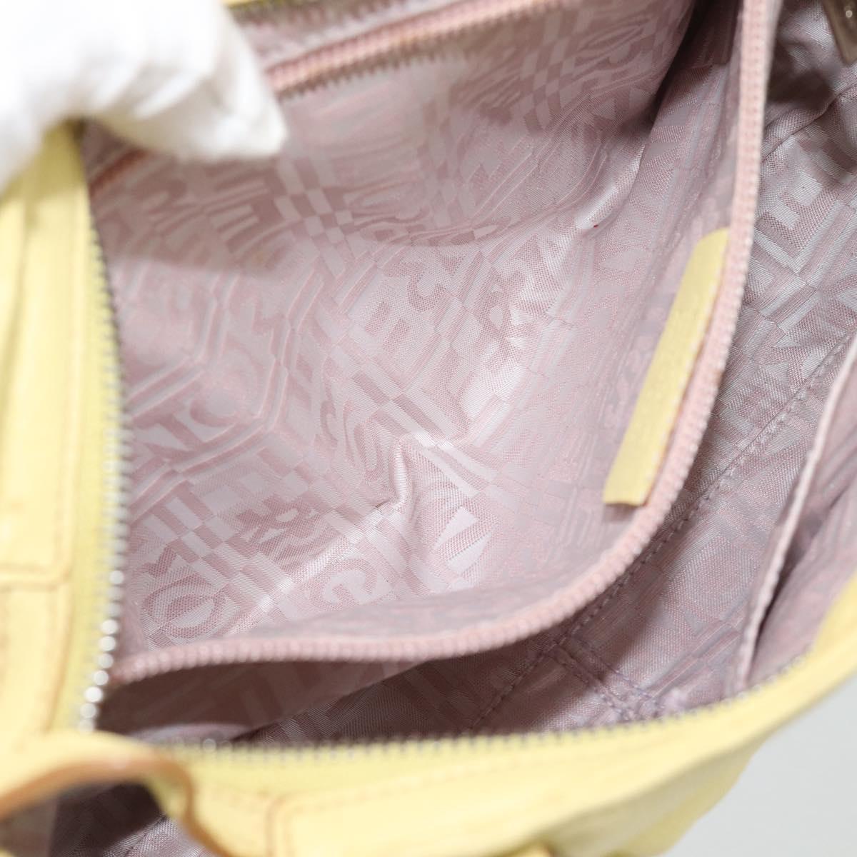 Salvatore Ferragamo Gancini Marissa Hand Bag Leather Yellow Silver Auth 192260