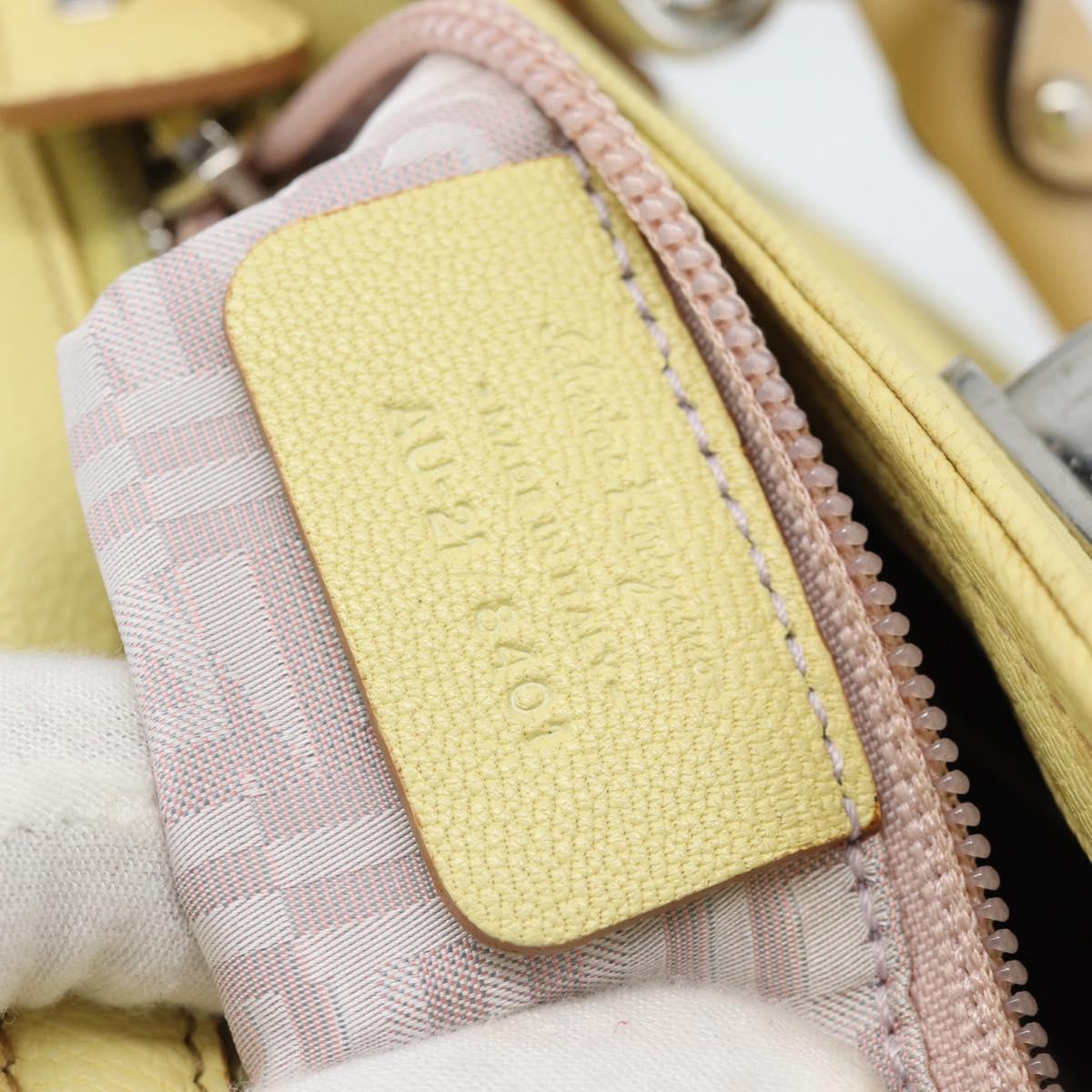 Salvatore Ferragamo Gancini Marissa Hand Bag Leather Yellow Silver Auth 192260