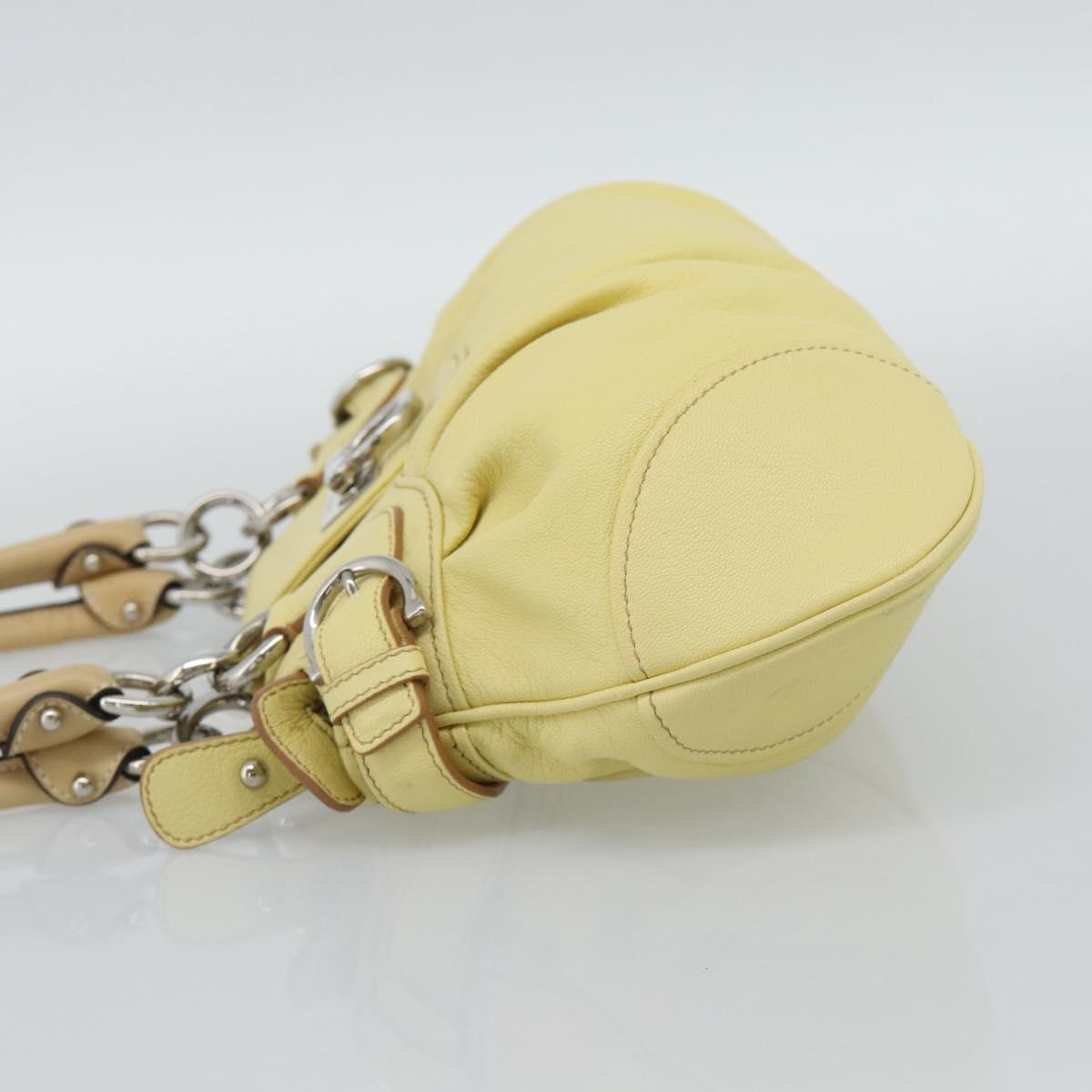 Salvatore Ferragamo Gancini Marissa Hand Bag Leather Yellow Silver Auth 192260