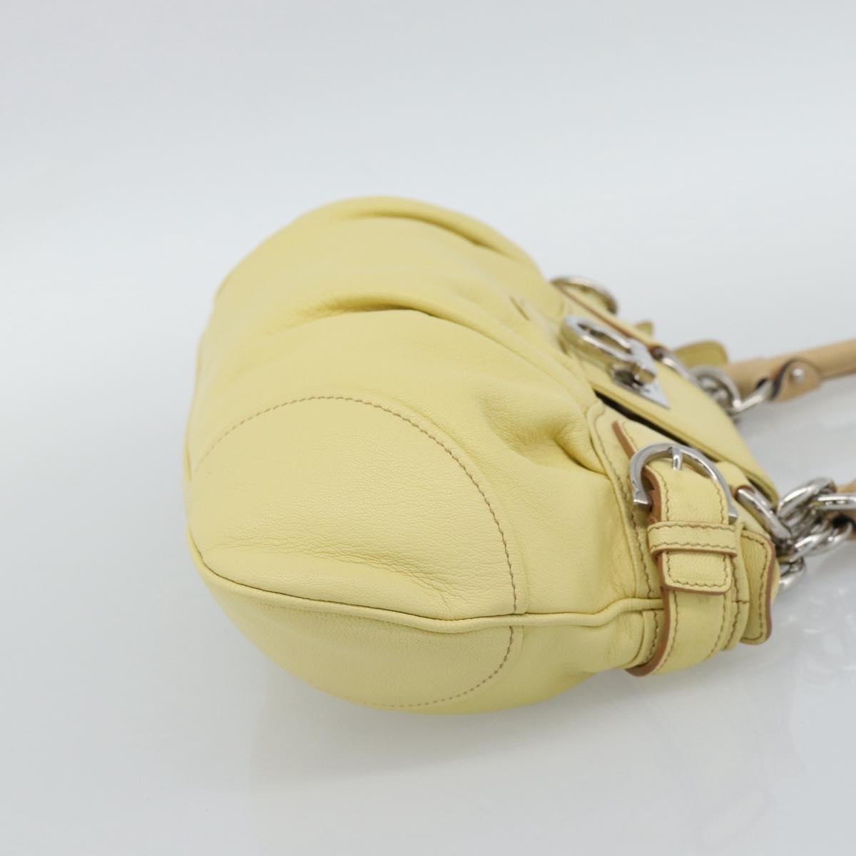 Salvatore Ferragamo Gancini Marissa Hand Bag Leather Yellow Silver Auth 192260