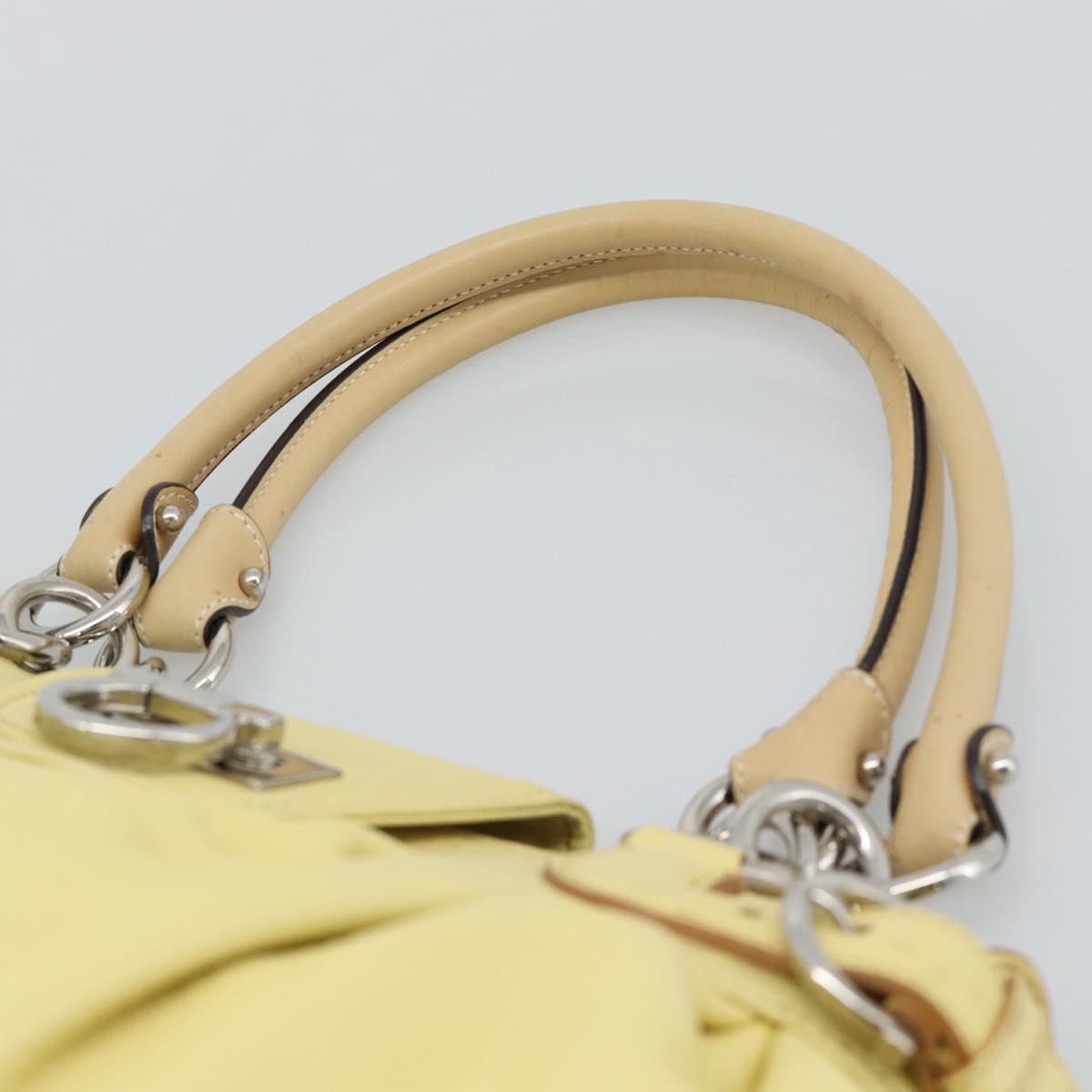 Salvatore Ferragamo Gancini Marissa Hand Bag Leather Yellow Silver Auth 192260