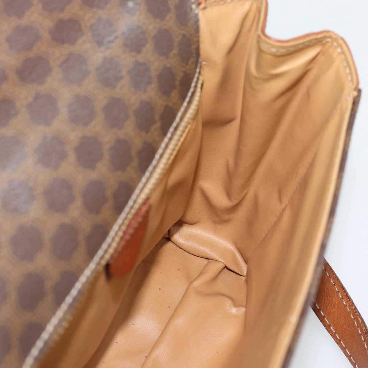 CELINE Macadam Canvas Shoulder Bag PVC Leather Brown Gold Auth 192261