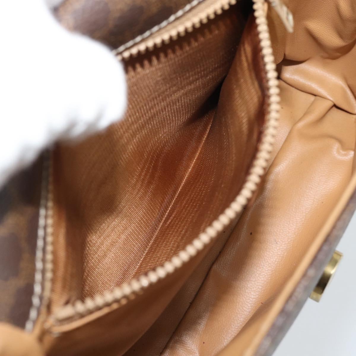 CELINE Macadam Canvas Shoulder Bag PVC Leather Brown Gold Auth 192261