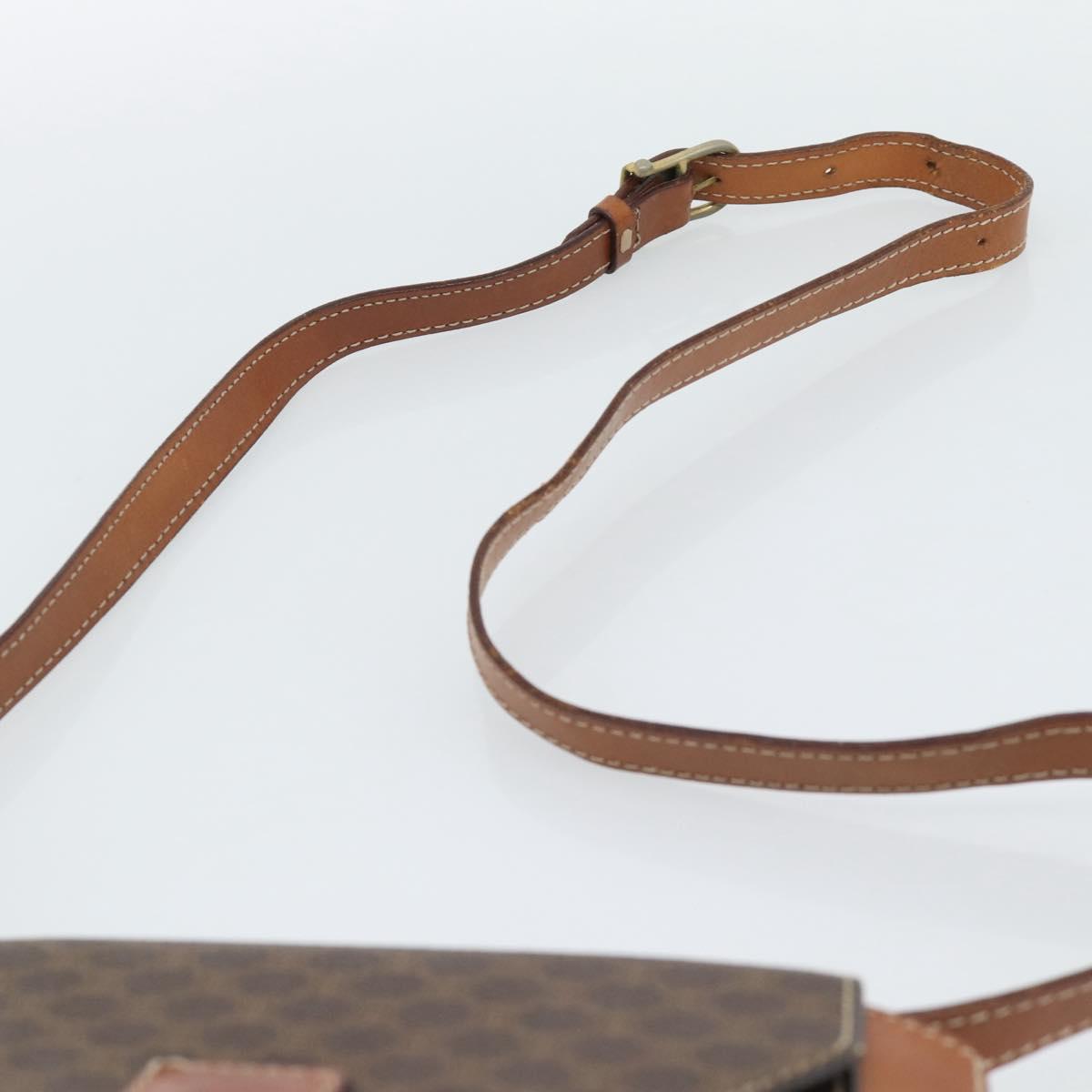 CELINE Macadam Canvas Shoulder Bag PVC Leather Brown Gold Auth 192261