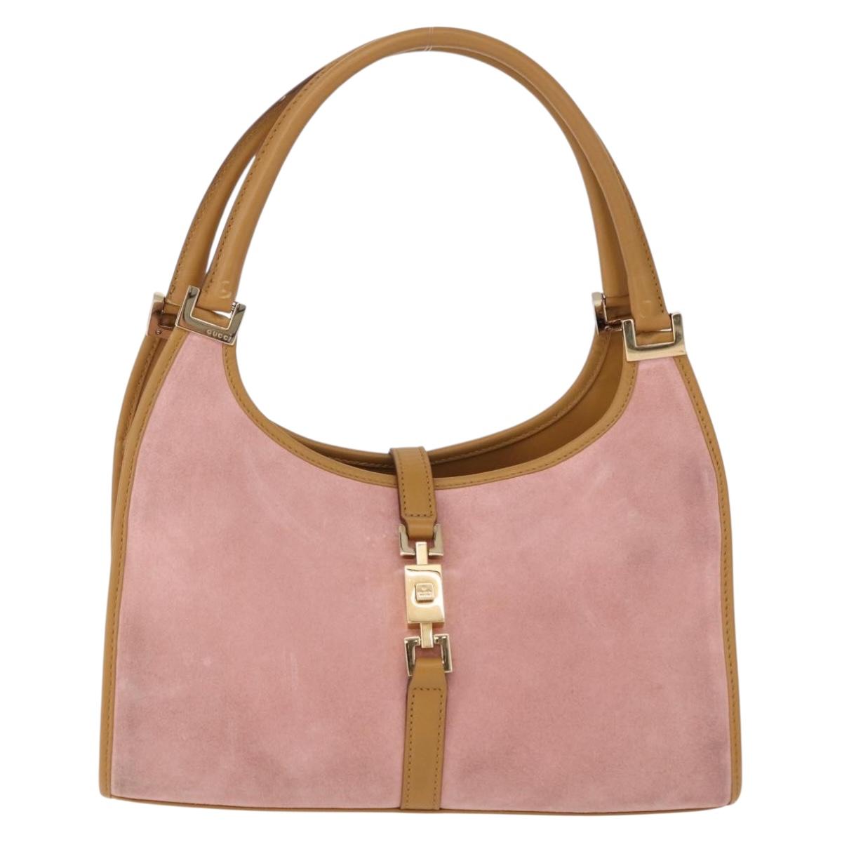 GUCCI Jackie Hand Bag Suede Pink Gold 002 1068 Auth 192263A