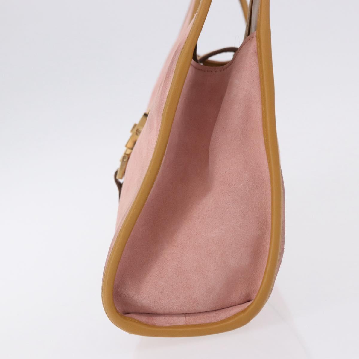 GUCCI Jackie Hand Bag Suede Pink Gold 002 1068 Auth 192263A