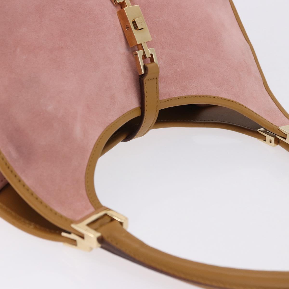 GUCCI Jackie Hand Bag Suede Pink Gold 002 1068 Auth 192263A