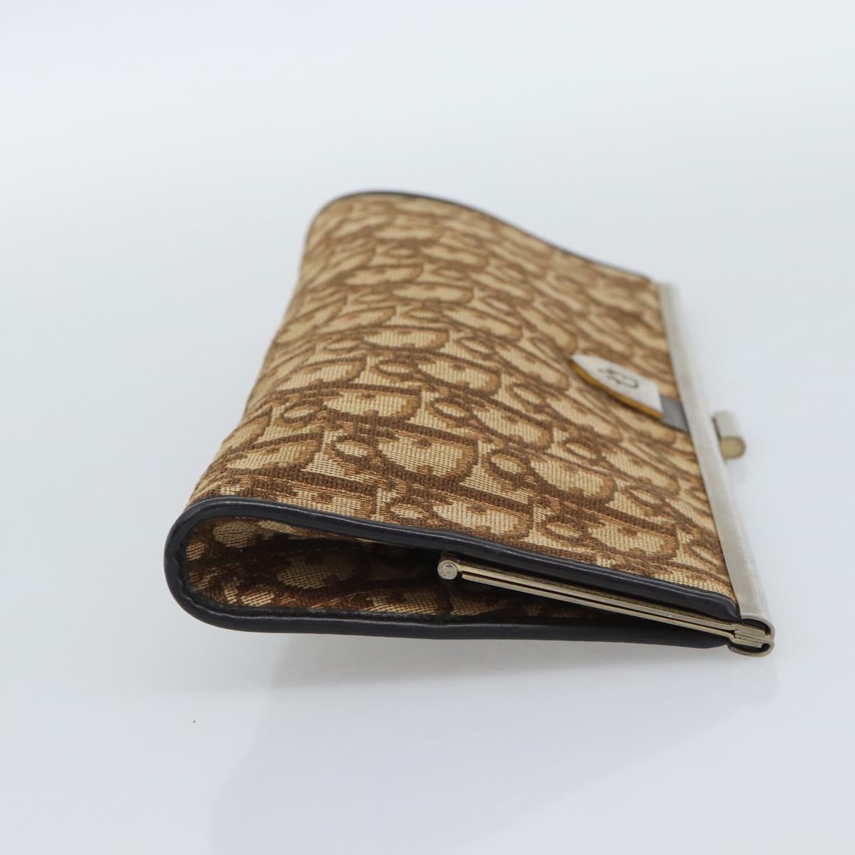 Christian Dior Trotter Canvas Clutch Bag Beige Gold Auth 192265