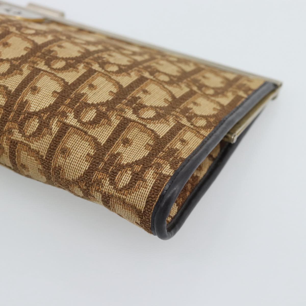 Christian Dior Trotter Canvas Clutch Bag Beige Gold Auth 192265
