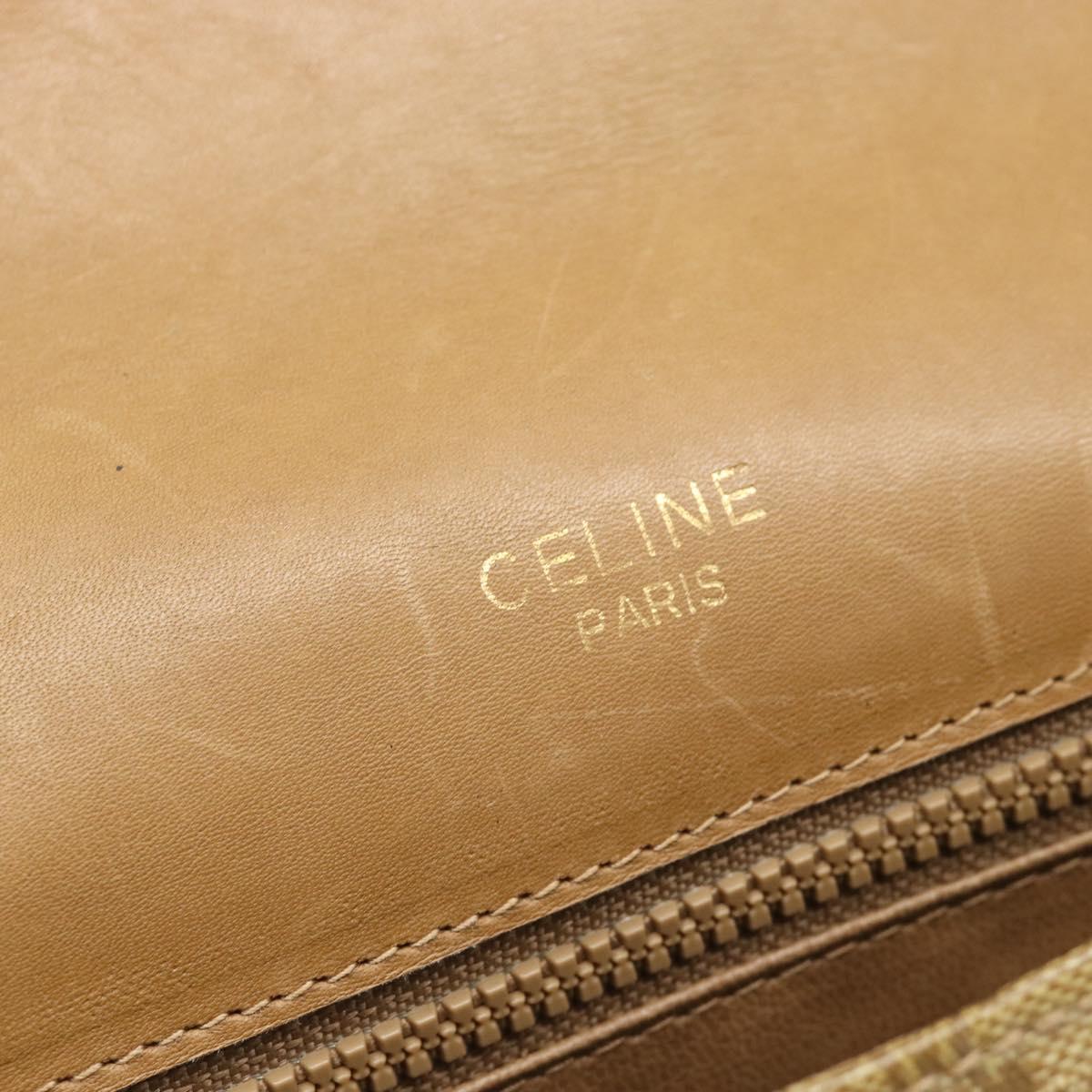 CELINE Macadam Canvas Shoulder Bag PVC Beige Gold Auth 192266
