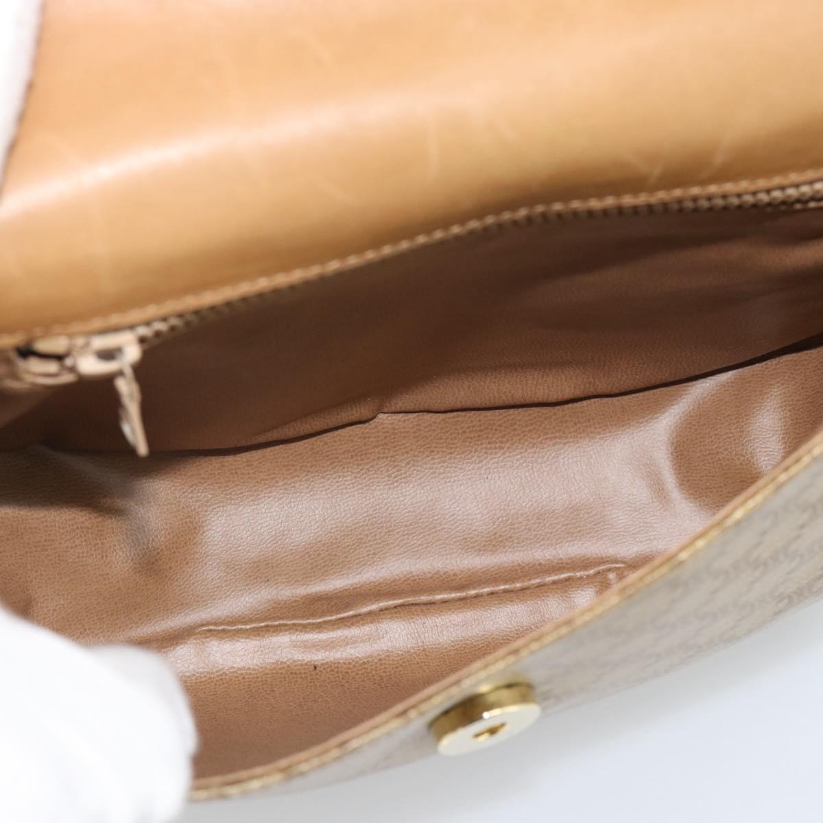 CELINE Macadam Canvas Shoulder Bag PVC Beige Gold Auth 192266
