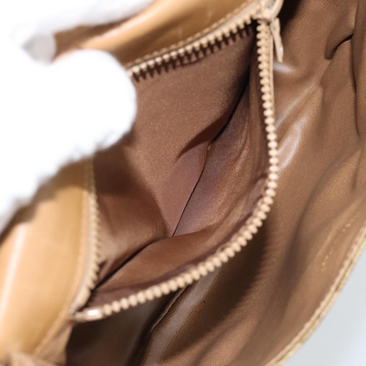 CELINE Macadam Canvas Shoulder Bag PVC Beige Gold Auth 192266