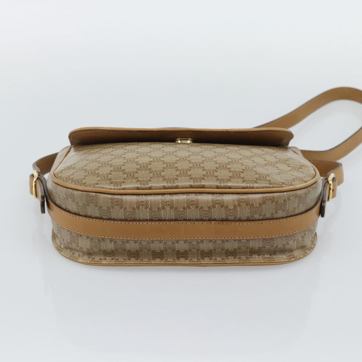 CELINE Macadam Canvas Shoulder Bag PVC Beige Gold Auth 192266