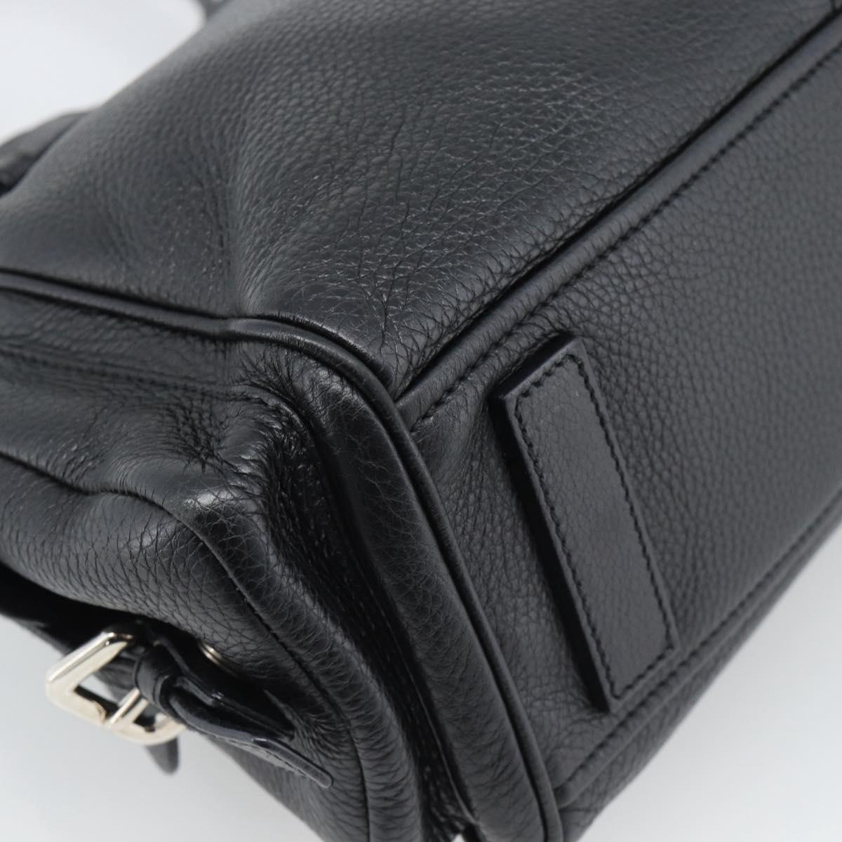 PRADA Tote Bag Vittero Dino Leather Black Silver Auth 192267SAM