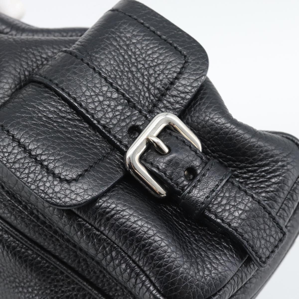 PRADA Tote Bag Vittero Dino Leather Black Silver Auth 192267SAM