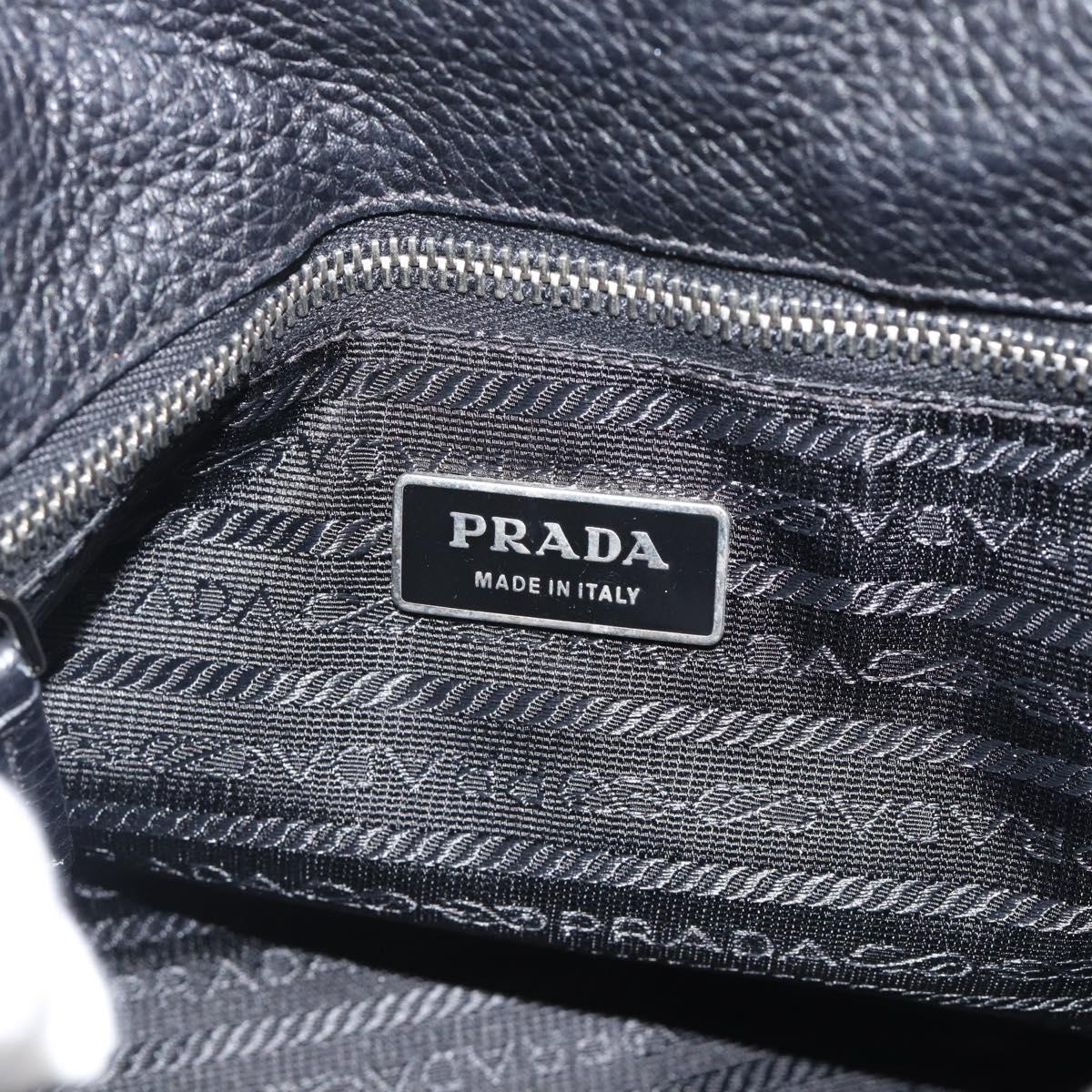 PRADA Tote Bag Vittero Dino Leather Black Silver Auth 192267SAM