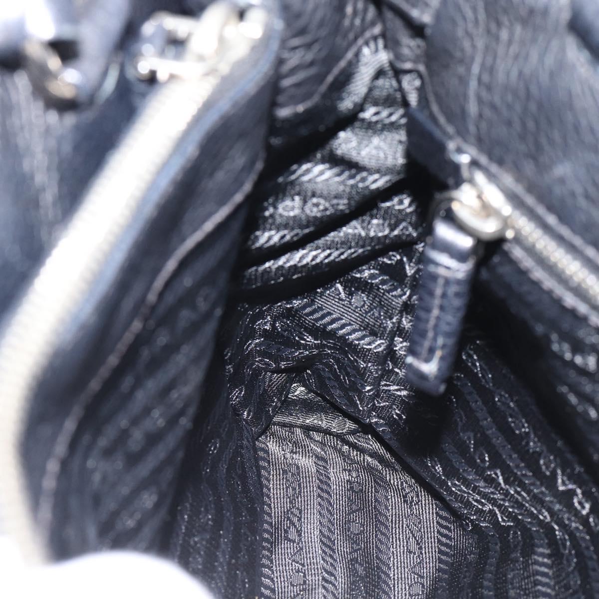 PRADA Tote Bag Vittero Dino Leather Black Silver Auth 192267SAM