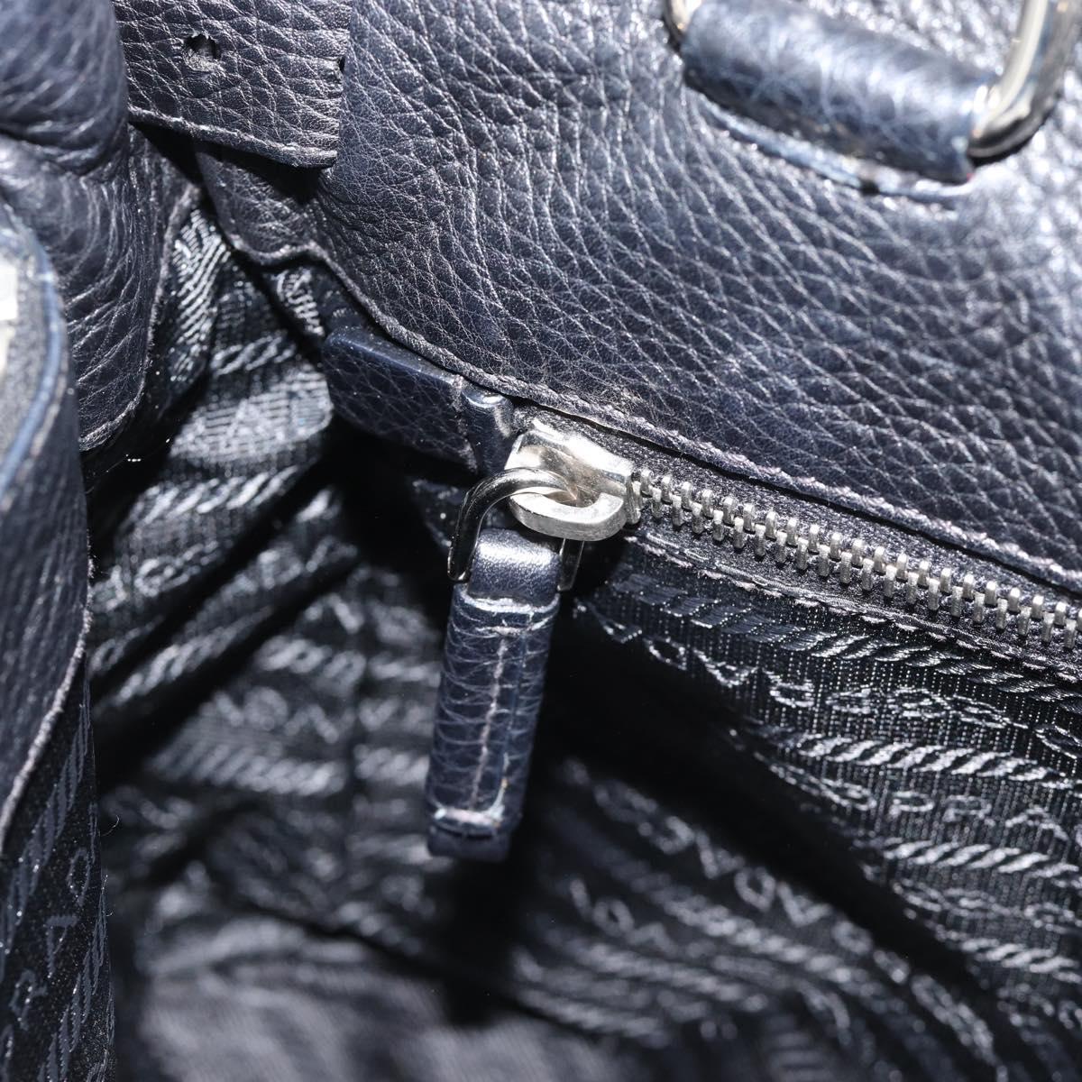 PRADA Tote Bag Vittero Dino Leather Black Silver Auth 192267SAM