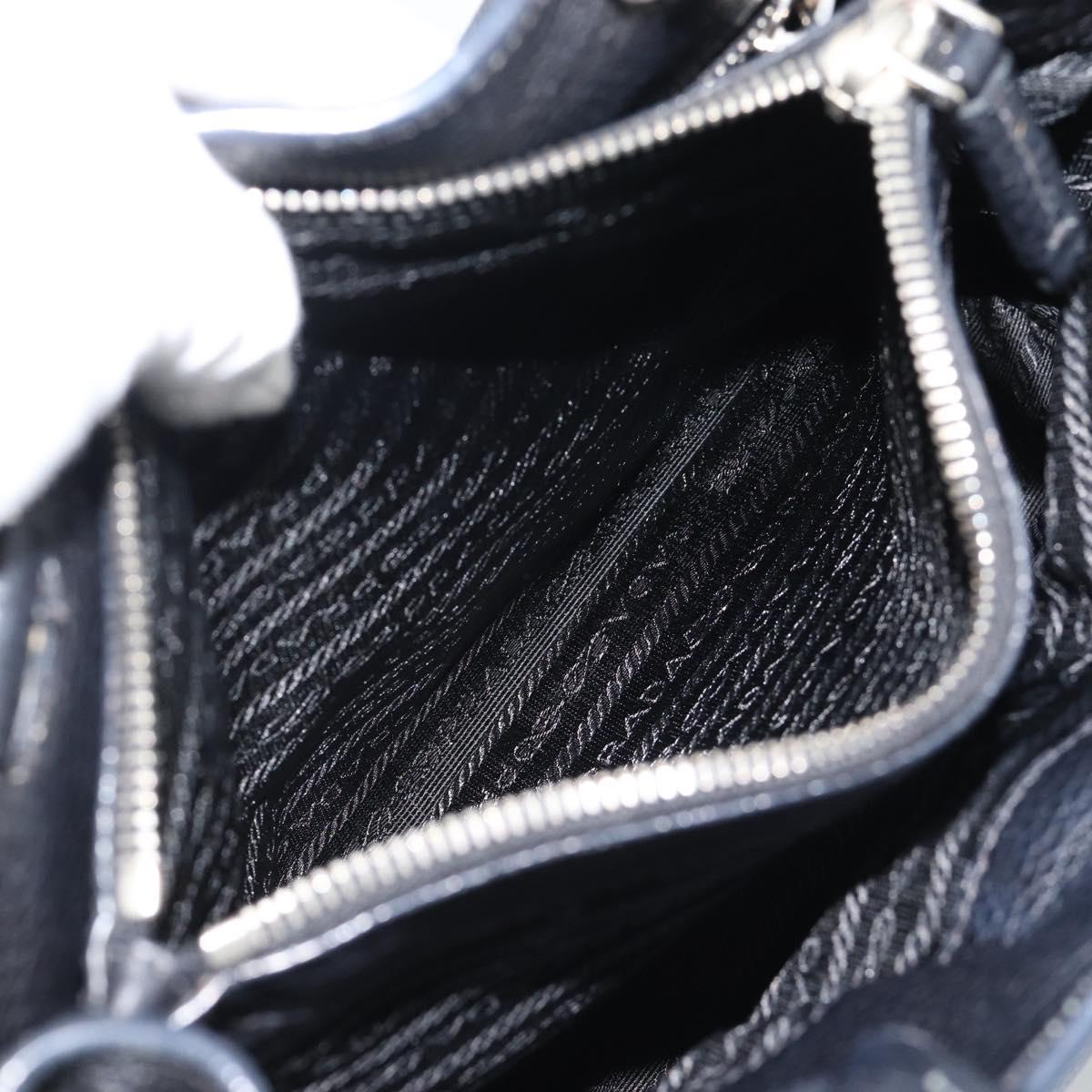 PRADA Tote Bag Vittero Dino Leather Black Silver Auth 192267SAM