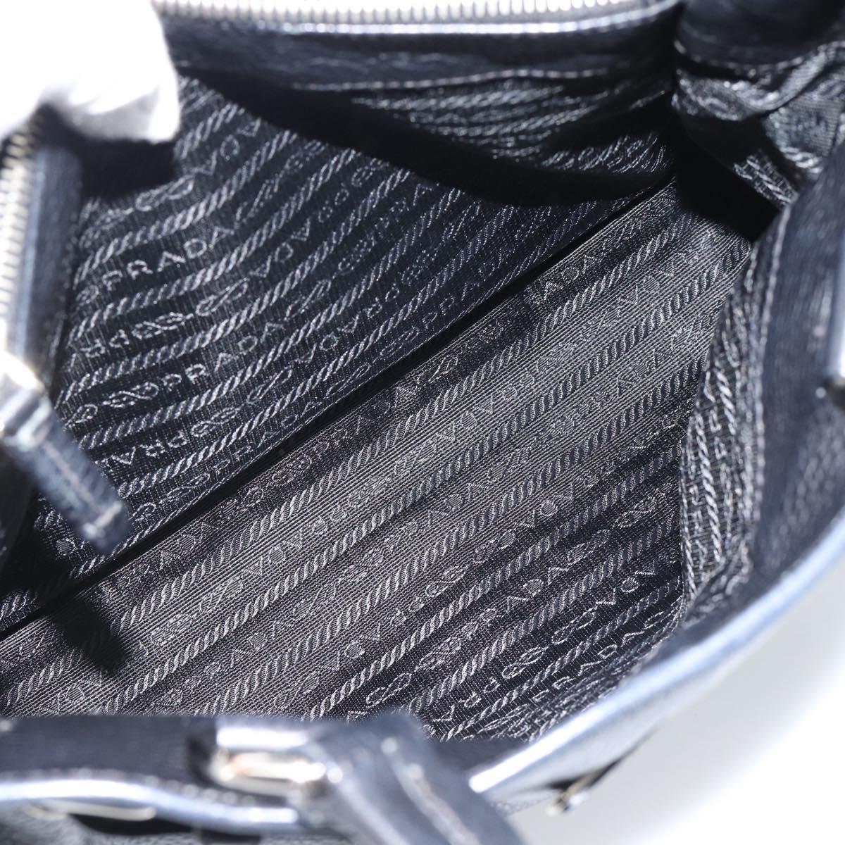 PRADA Tote Bag Vittero Dino Leather Black Silver Auth 192267SAM