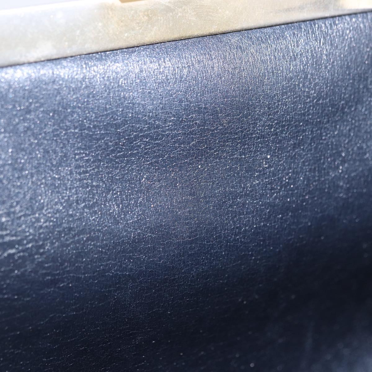 Christian Dior Trotter Canvas Clutch Bag Navy Gold Auth 192268