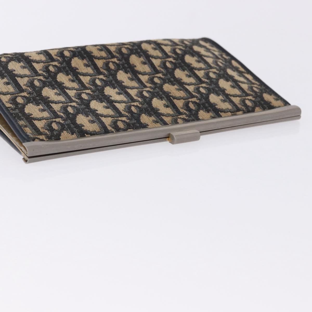 Christian Dior Trotter Canvas Clutch Bag Navy Gold Auth 192268