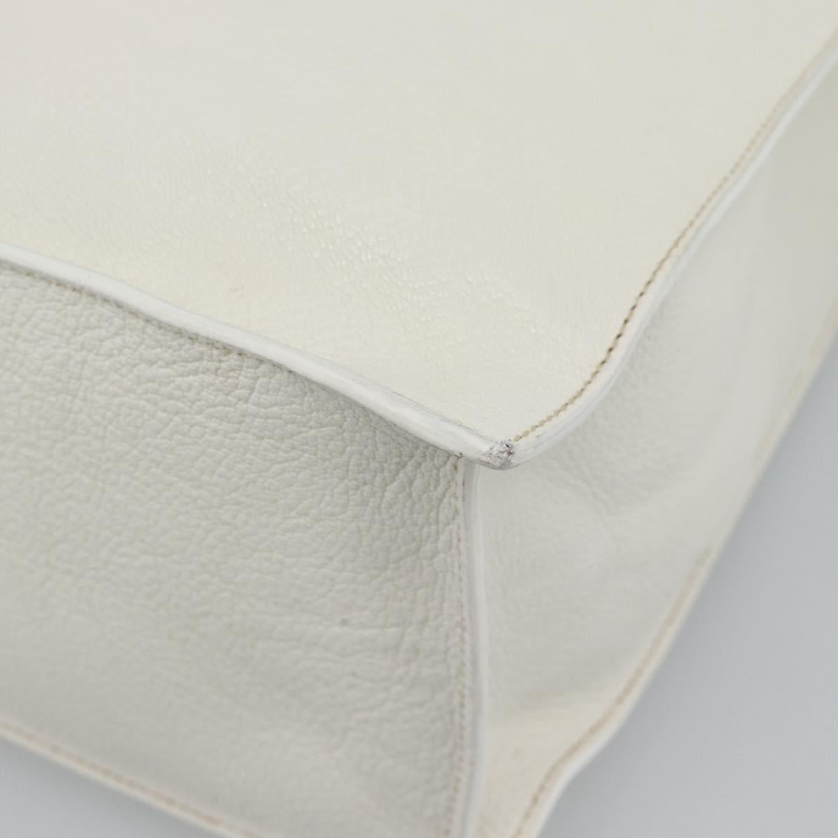 Miu Miu Tote Bag Leather White Silver Auth 192270A