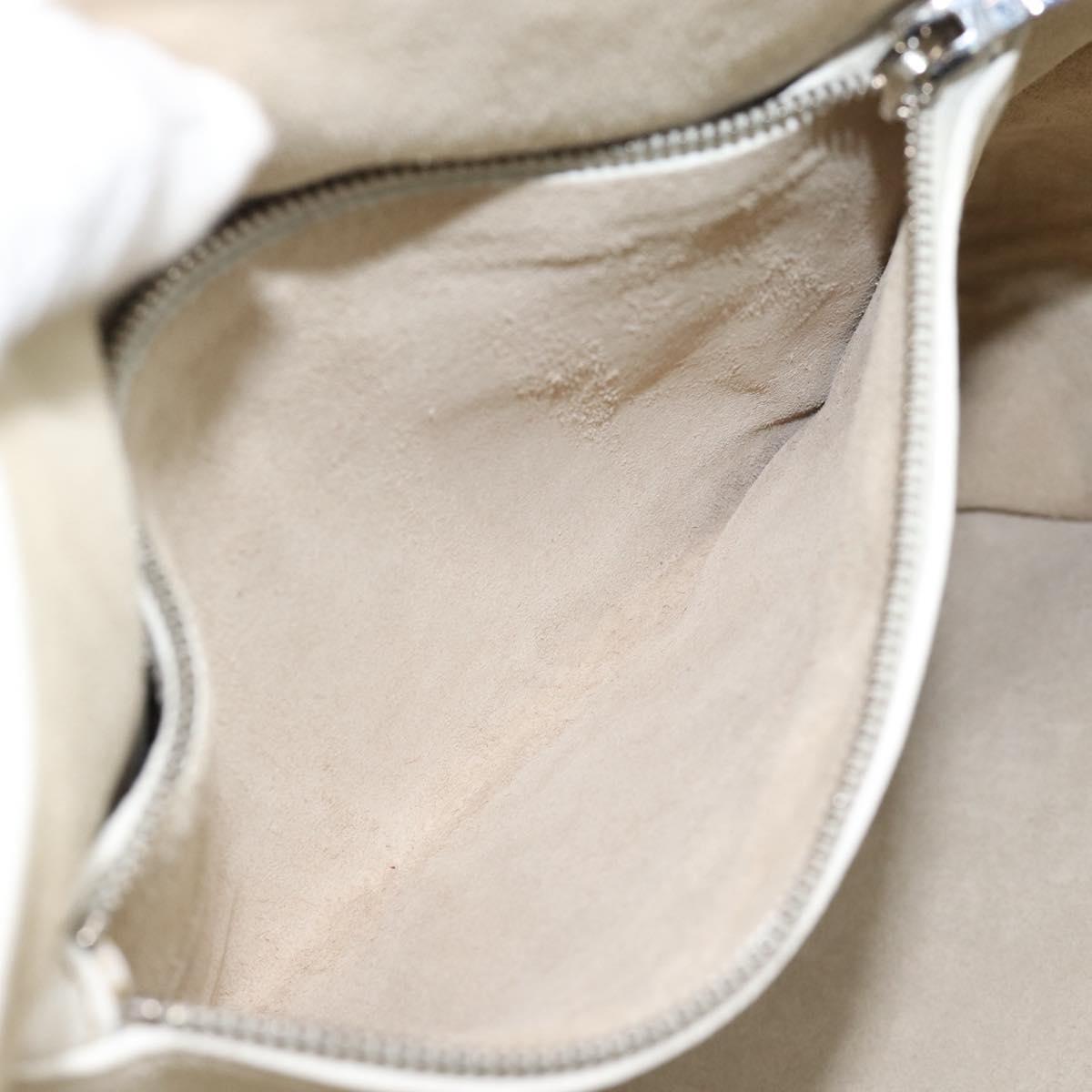 Miu Miu Tote Bag Leather White Silver Auth 192270A