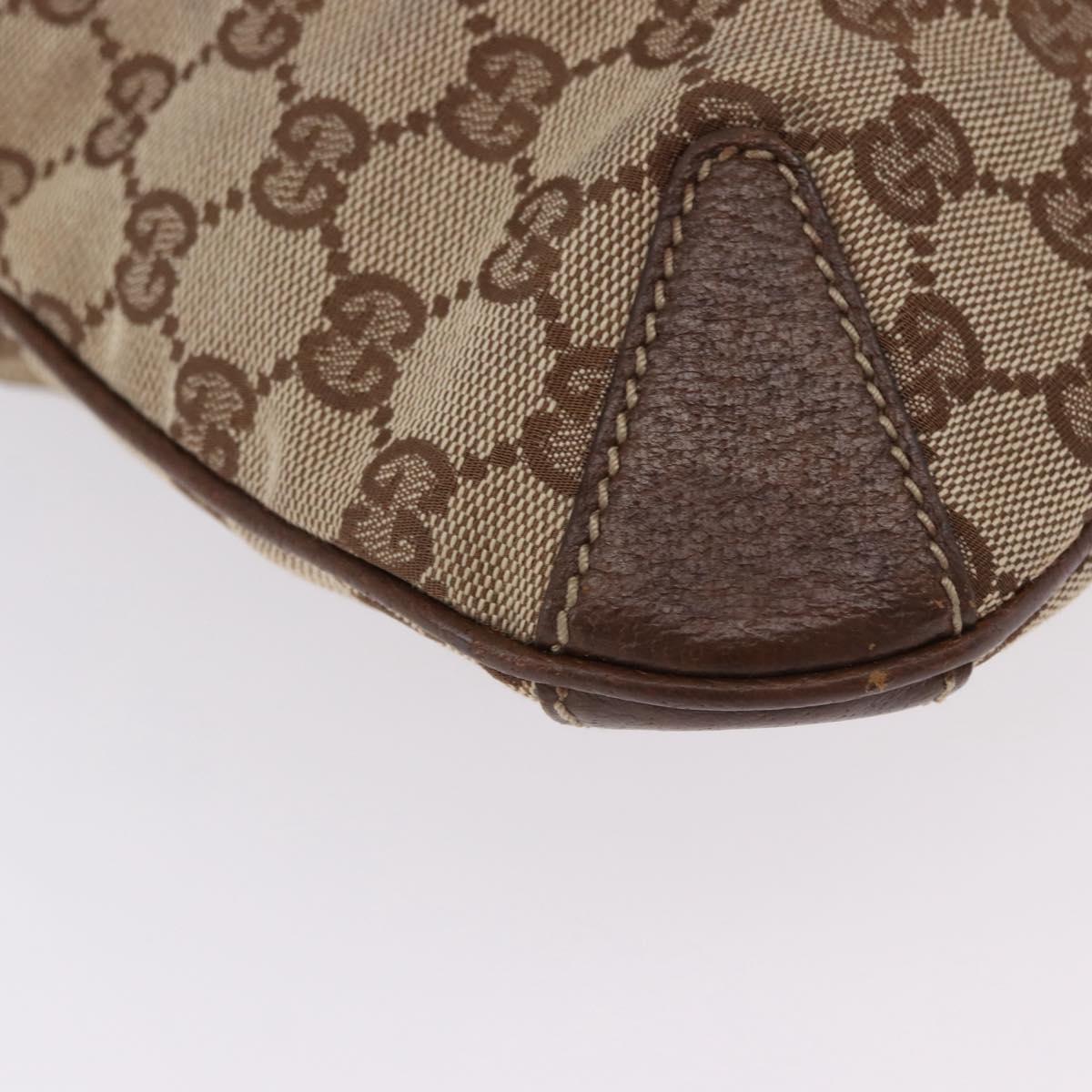 GUCCI GG Canvas Horsebit Shoulder Bag Beige Gold 145826 Auth 192271V