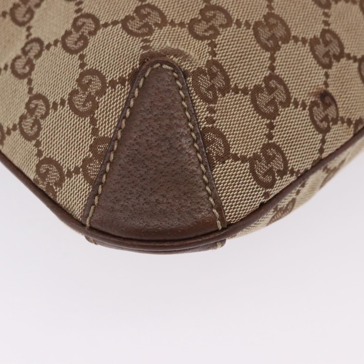 GUCCI GG Canvas Horsebit Shoulder Bag Beige Gold 145826 Auth 192271V