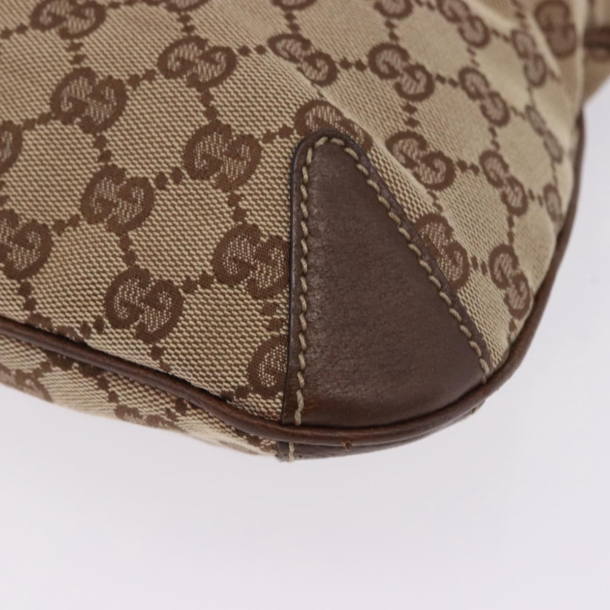 GUCCI GG Canvas Horsebit Shoulder Bag Beige Gold 145826 Auth 192271V