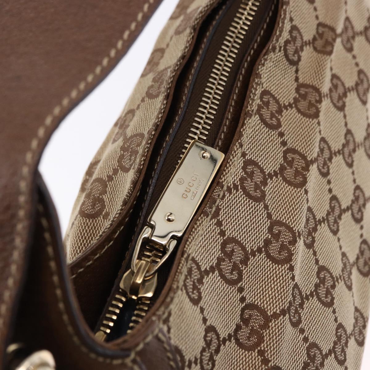 GUCCI GG Canvas Horsebit Shoulder Bag Beige Gold 145826 Auth 192271V