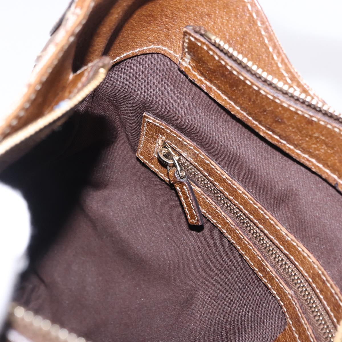 GUCCI GG Canvas Horsebit Shoulder Bag Beige Gold 145826 Auth 192271V